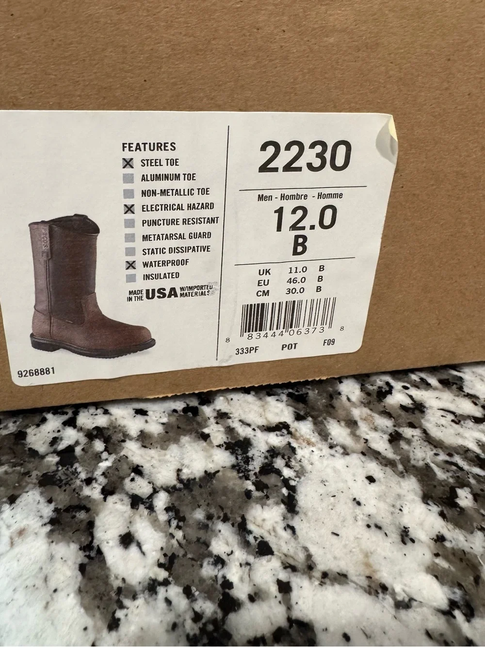 Red Wing Shoes Men's Dark Brown Leather Pull-On Work Boots Size 12B
